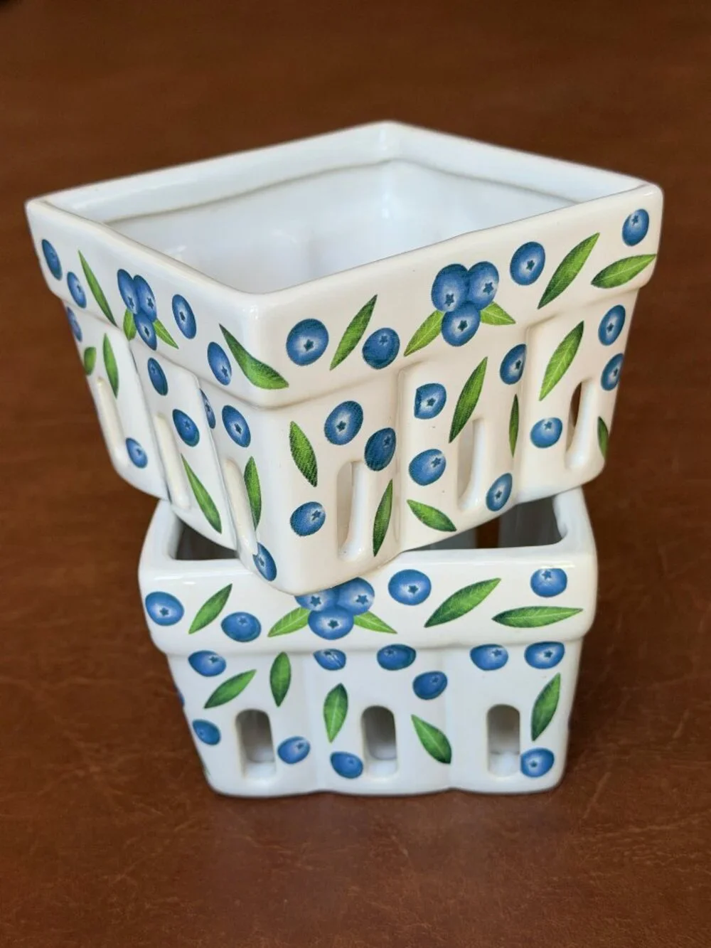 Ceramic Berry Baskets Blueberry Fruit Set of 2